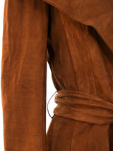 Yves Saint Laurent Suede Wrap Coat Outerwear arcadeshops.com