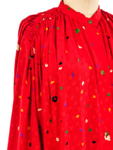 Christian Dior Abstract Dot Printed Silk Caftan Dress arcadeshops.com