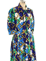 Yves Saint Laurent Abstract Plaid Skirt Ensemble Suit arcadeshops.com