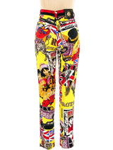 Gianni Versace Rock and Royalty Beatles Printed Jeans Bottom arcadeshops.com