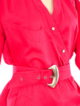 Thierry Mugler Fuchsia Belted Shirt Dress Dress arcadeshops.com