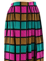 Christian Dior Windowpane Print Silk Skirt Bottom arcadeshops.com