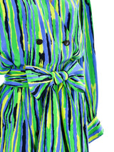 Yves Saint Laurent Abstract Stripe Printed Silk Dress Dress arcadeshops.com