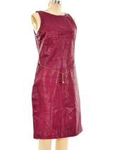 Versace Berry Leather Tank Dress Dress arcadeshops.com