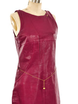 Versace Berry Leather Tank Dress Dress arcadeshops.com