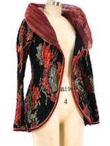 Jeanne Marc Shirred Palm Print Jacket Jacket arcadeshops.com