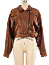 Coin Embellished Leather Motorcycle Jacket Jacket arcadeshops.com