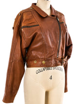 Coin Embellished Leather Motorcycle Jacket Jacket arcadeshops.com