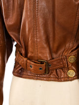 Coin Embellished Leather Motorcycle Jacket Jacket arcadeshops.com