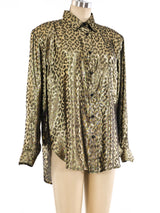 Metallic Leopard Printed Blouse Top arcadeshops.com