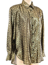 Metallic Leopard Printed Blouse Top arcadeshops.com