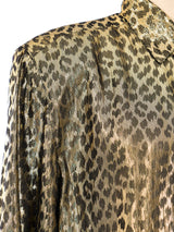 Metallic Leopard Printed Blouse Top arcadeshops.com