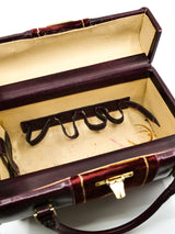 Equestrian Motif Leather and Velvet Train Case Accessory arcadeshops.com