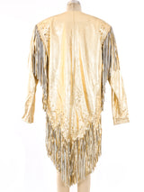 Gold Leather Fringed Statement Jacket Jacket arcadeshops.com