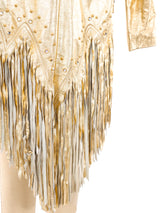 Gold Leather Fringed Statement Jacket Jacket arcadeshops.com