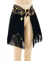 Studded Fringed Suede Overskirt Bottom arcadeshops.com