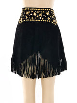 Studded Fringed Suede Overskirt Bottom arcadeshops.com