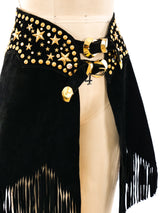 Studded Fringed Suede Overskirt Bottom arcadeshops.com