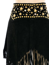 Studded Fringed Suede Overskirt Bottom arcadeshops.com