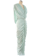 Metallic Mint Ruched Dress Dress arcadeshops.com