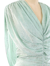 Metallic Mint Ruched Dress Dress arcadeshops.com