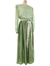 Richilene Metallic Green Lurex Gown Dress arcadeshops.com