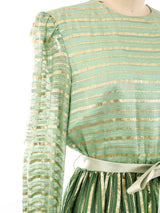 Richilene Metallic Green Lurex Gown Dress arcadeshops.com