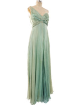 Ruben Panis Silk Chiffon One Shoulder Gown Dress arcadeshops.com