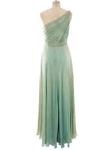 Ruben Panis Silk Chiffon One Shoulder Gown Dress arcadeshops.com