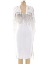 Beaded Fringe Caped Knit Dress Dress arcadeshops.com