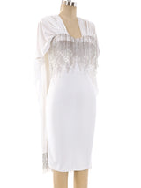 Beaded Fringe Caped Knit Dress Dress arcadeshops.com
