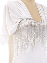 Beaded Fringe Caped Knit Dress Dress arcadeshops.com