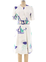 Hanae Mori Nautical Print Dress Dress arcadeshops.com