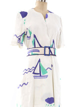 Hanae Mori Nautical Print Dress Dress arcadeshops.com
