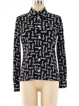 1970's Givenchy Key Printed Shirt Top arcadeshops.com