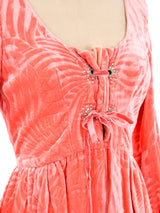 Pink Velvet Lace Up Maxi Dress Dress arcadeshops.com