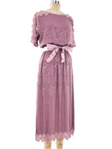Lace Trimmed Jacquard Silk Dress Dress arcadeshops.com