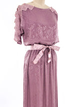 Lace Trimmed Jacquard Silk Dress Dress arcadeshops.com
