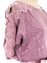 Lace Trimmed Jacquard Silk Dress Dress arcadeshops.com