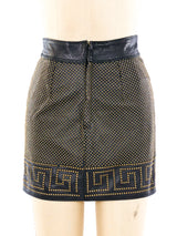 Gianni Versace Greek Key Studded Leather Mini Skirt Bottom arcadeshops.com
