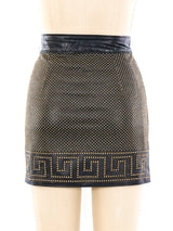 Gianni Versace Greek Key Studded Leather Mini Skirt Bottom arcadeshops.com