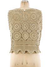 Floral Pattern Crochet Tank Top Top arcadeshops.com