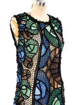 Floral Pattern Crochet Tank Dress Dress arcadeshops.com