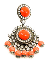 Lawrence Vrba Coral Bead Embellished Chandelier Earrings Accessory arcadeshops.com