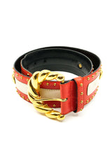 Escada Studded Colorblock Leather Belt Accessory arcadeshops.com