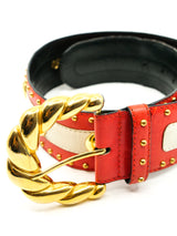 Escada Studded Colorblock Leather Belt Accessory arcadeshops.com