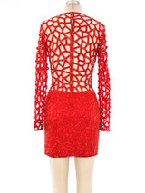 Fire Red Embellished Cage Dress Dress arcadeshops.com