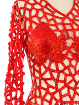 Fire Red Embellished Cage Dress Dress arcadeshops.com