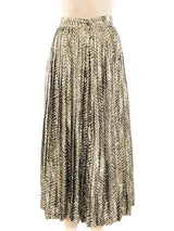Metallic Chevron Pleated Midi Skirt Bottom arcadeshops.com