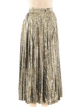 Metallic Chevron Pleated Midi Skirt Bottom arcadeshops.com